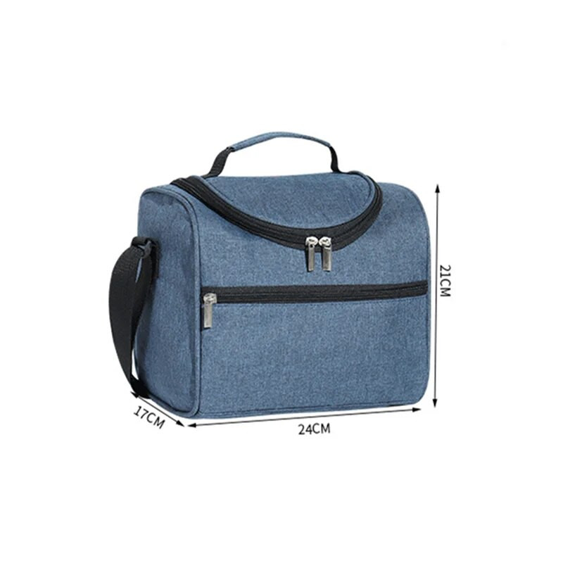 Lielas ietilpības kvadrātveida termiskās pusdienu somas Pārnēsājamas aukstummaisas izolētas pārtikas somas darbam skolas piknika Bento somas ar rāvējslēdzēju