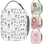 Γελοιογραφία Ladies Nurse Doctor Lunch Boxes Cute Enfermera En Apuros Lunch Bags for Nurse Insolated Container Food