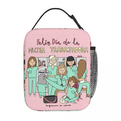 Γελοιογραφία Ladies Nurse Doctor Lunch Boxes Cute Enfermera En Apuros Lunch Bags for Nurse Insolated Container Food