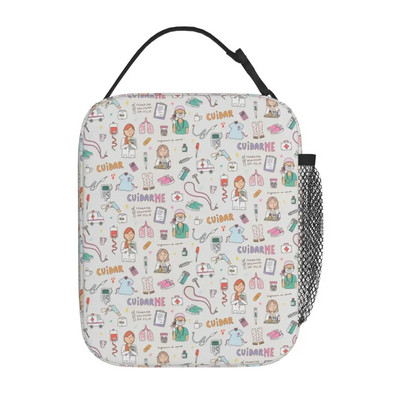 Γελοιογραφία Ladies Nurse Doctor Lunch Boxes Cute Enfermera En Apuros Lunch Bags for Nurse Insolated Container Food