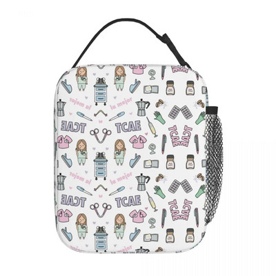 Γελοιογραφία Ladies Nurse Doctor Lunch Boxes Cute Enfermera En Apuros Lunch Bags for Nurse Insolated Container Food
