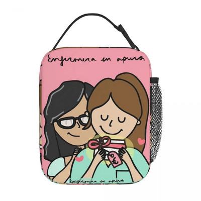 Γελοιογραφία Ladies Nurse Doctor Lunch Boxes Cute Enfermera En Apuros Lunch Bags for Nurse Insolated Container Food