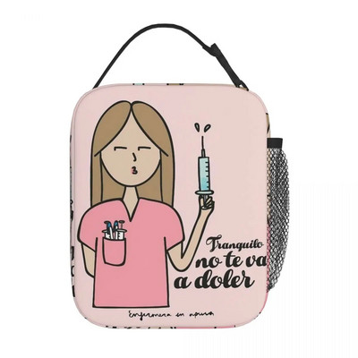 Γελοιογραφία Ladies Nurse Doctor Lunch Boxes Cute Enfermera En Apuros Lunch Bags for Nurse Insolated Container Food