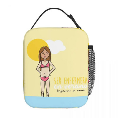 Γελοιογραφία Ladies Nurse Doctor Lunch Boxes Cute Enfermera En Apuros Lunch Bags for Nurse Insolated Container Food