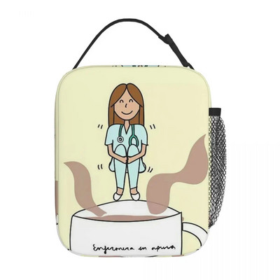 Γελοιογραφία Ladies Nurse Doctor Lunch Boxes Cute Enfermera En Apuros Lunch Bags for Nurse Insolated Container Food