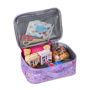 Еднорог карикатура чанта за обяд с голям капацитет Детска сладка чанта Bento Ученически чанти за пикник за пътуване Торби за лед за свободното време