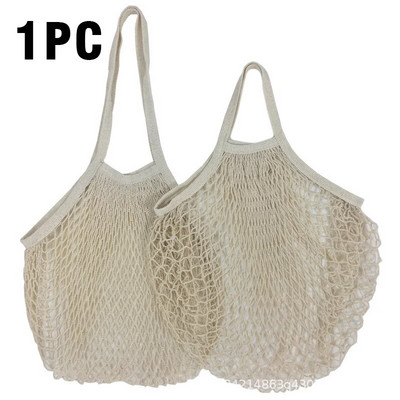 Var mazgāt kokvilnas sieta virvi organisko tote īss tote network soma Pārnēsājami atkārtoti pārtikas preču maisiņi augļu un dārzeņu maisiņi