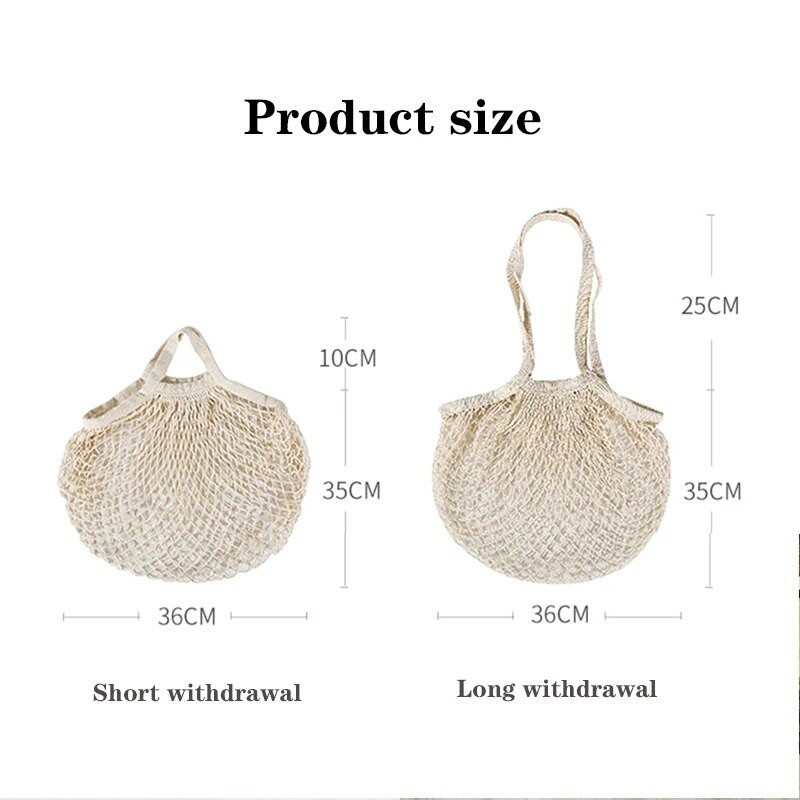 Var mazgāt kokvilnas sieta virvi organisko tote īss tote network soma Pārnēsājami atkārtoti pārtikas preču maisiņi augļu un dārzeņu maisiņi