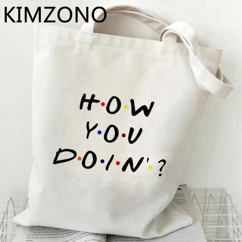 Friends Tv Show iepirkumu maisiņš pircējs otrreizējās pārstrādes maisiņš atkārtoti lietojams bolsa bolso iepirkumu maisiņš bolsa compra sacola sac tissu