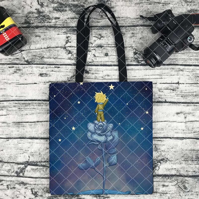 Le Petit Prince trükkimine Ostukott Naine lõuend Kandik Käsi vaba korduvkasutatav õlakott Suure mahutavusega kokkupandav käekott