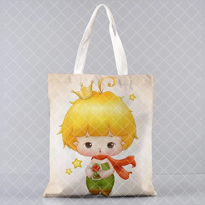 Le Petit Prince trükkimine Ostukott Naine lõuend Kandik Käsi vaba korduvkasutatav õlakott Suure mahutavusega kokkupandav käekott