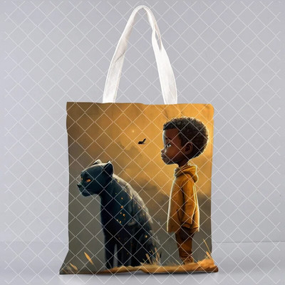 Le Petit Prince trükkimine Ostukott Naine lõuend Kandik Käsi vaba korduvkasutatav õlakott Suure mahutavusega kokkupandav käekott