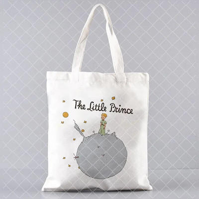 Le Petit Prince trükkimine Ostukott Naine lõuend Kandik Käsi vaba korduvkasutatav õlakott Suure mahutavusega kokkupandav käekott