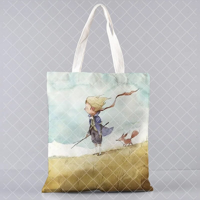 Le Petit Prince trükkimine Ostukott Naine lõuend Kandik Käsi vaba korduvkasutatav õlakott Suure mahutavusega kokkupandav käekott