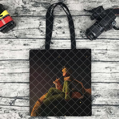 Le Petit Prince trükkimine Ostukott Naine lõuend Kandik Käsi vaba korduvkasutatav õlakott Suure mahutavusega kokkupandav käekott