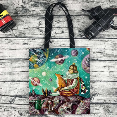 Le Petit Prince trükkimine Ostukott Naine lõuend Kandik Käsi vaba korduvkasutatav õlakott Suure mahutavusega kokkupandav käekott