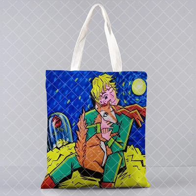 Le Petit Prince trükkimine Ostukott Naine lõuend Kandik Käsi vaba korduvkasutatav õlakott Suure mahutavusega kokkupandav käekott