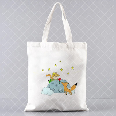 Le Petit Prince trükkimine Ostukott Naine lõuend Kandik Käsi vaba korduvkasutatav õlakott Suure mahutavusega kokkupandav käekott