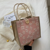 ISKYBOB Fashion οικολογική τσάντα αγορών Τσάντα τσάντα τσάντα τσάντα με κουμπιά λινό τσάντα μεγάλης χωρητικότητας Γυναικεία τσάντα δώρου casual τσάντα 2023