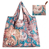 2022. gada jauns tote, salokāmas krāsas ECO atkārtoti lietojama poliestera pārnēsājama plecu rokassomiņa karikatūra zaļš saliekams maisiņš iepirkumu soma