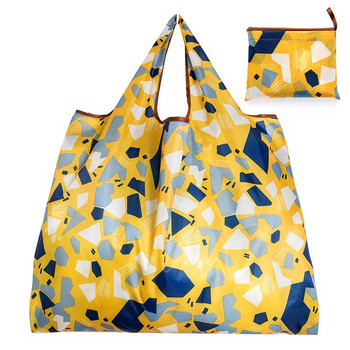 2022 Νέα Tote Πτυσσόμενα χρώματα ECO Επαναχρησιμοποιήσιμη Φορητή τσάντα ώμου από πολυεστέρα Cartoon Πράσινη αναδιπλούμενη τσάντα τσάντα αγορών
