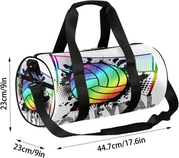 Rainbow Volleyball Sports Gym Bag Sport Ball Travel Duffel Bag Large Carry on Weekender Overnight Workout Shoulder Tote Bag
