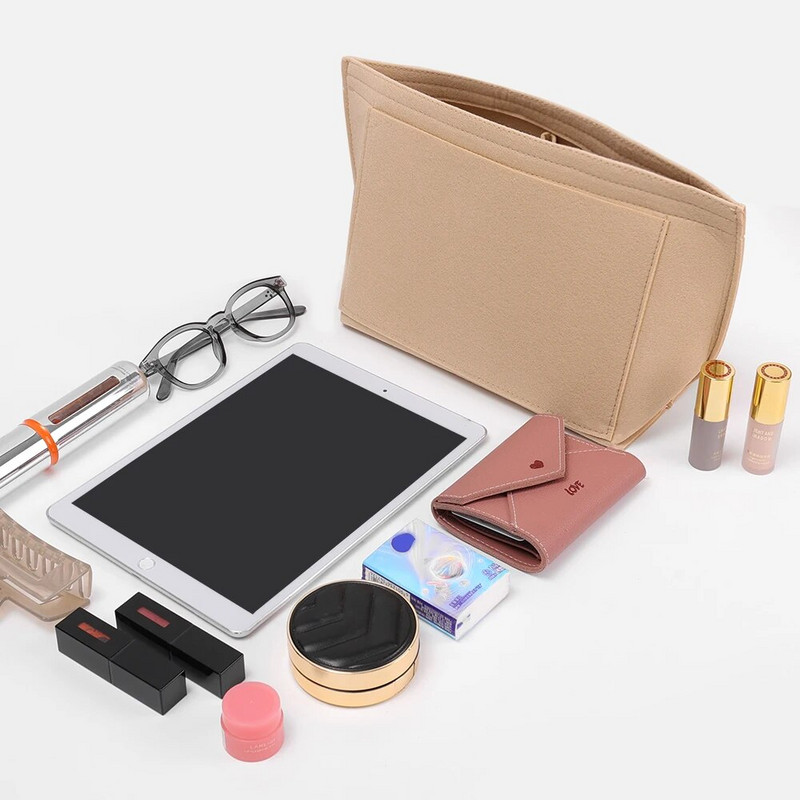 Organizator šminke Torba s umetkom od filca za žene Ručna torbica Putna torbica Unutarnja torbica Prijenosne kozmetičke torbe Odgovaraju torbama raznih marki