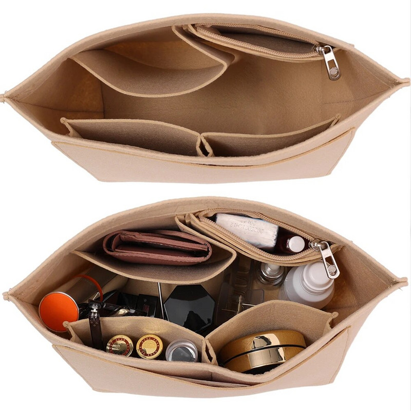 Organizator šminke Torba s umetkom od filca za žene Ručna torbica Putna torbica Unutarnja torbica Prijenosne kozmetičke torbe Odgovaraju torbama raznih marki