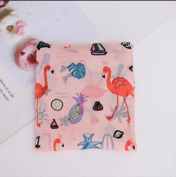 Зелена сгъваема еко пазарска чанта за многократна употреба Цветна торбичка Сгъваема джобна торбичка с розово фламинго Дамски чанти Чанти за съхранение