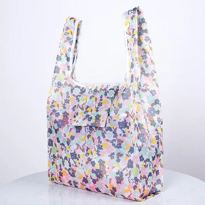 Zaļš salokāms atkārtoti lietojams eko iepirkumu maisiņš Ziedu tote salokāms rozā flamingo kabatas maisiņš rokassomas Uzglabāšanas somas