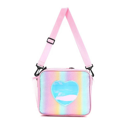 Hologrāfisks sirds pusdienu somas konteiners ar regulējamu plecu siksnu