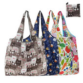 Lielas ietilpības modes drukāšanas salokāms, videi draudzīgs iepirkumu maisiņš, saliekams maisiņš ceļojumu pārtikas preču somai Ērtas rokassomas