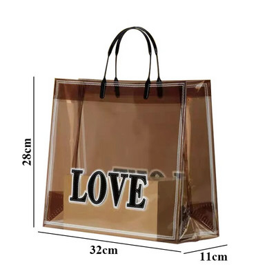 Διαφανές PVC αδιάβροχη τσάντα τσάντα επαναχρησιμοποιήσιμης ένδυσης οικολογική τσάντα μόδας φορητή casual γυναικεία τσάντα ταξιδιού Χοντρή τσάντα αγορών