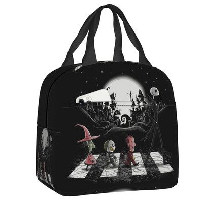 Šausmu filma Galvaskauss Džeks Termiski izolēta pusdienu soma sievietēm Tima Bērtona Helovīna pusdienu kastīte skolas darbam piknika pārtikas somas