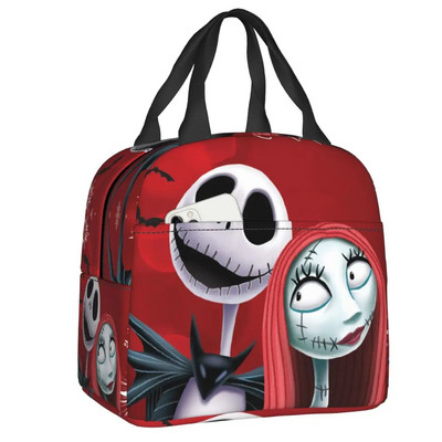 Šausmu filma Galvaskauss Džeks Termiski izolēta pusdienu soma sievietēm Tima Bērtona Helovīna pusdienu kastīte skolas darbam piknika pārtikas somas