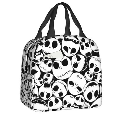 Šausmu filma Galvaskauss Džeks Termiski izolēta pusdienu soma sievietēm Tima Bērtona Helovīna pusdienu kastīte skolas darbam piknika pārtikas somas