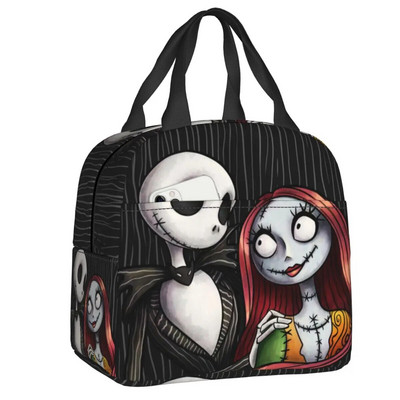 Šausmu filma Galvaskauss Džeks Termiski izolēta pusdienu soma sievietēm Tima Bērtona Helovīna pusdienu kastīte skolas darbam piknika pārtikas somas