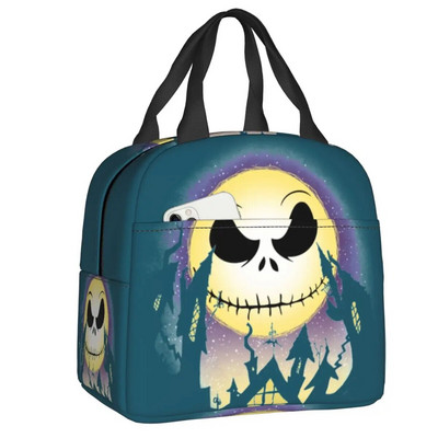 Šausmu filma Galvaskauss Džeks Termiski izolēta pusdienu soma sievietēm Tima Bērtona Helovīna pusdienu kastīte skolas darbam piknika pārtikas somas