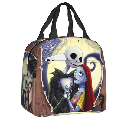 Šausmu filma Galvaskauss Džeks Termiski izolēta pusdienu soma sievietēm Tima Bērtona Helovīna pusdienu kastīte skolas darbam piknika pārtikas somas