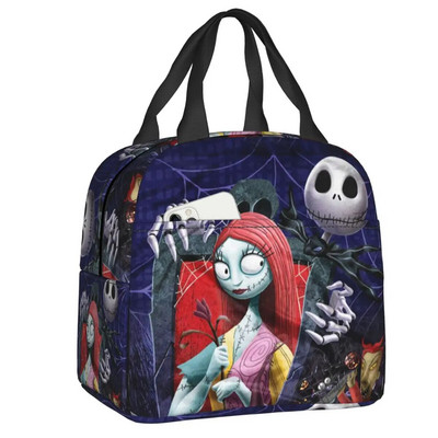 Šausmu filma Galvaskauss Džeks Termiski izolēta pusdienu soma sievietēm Tima Bērtona Helovīna pusdienu kastīte skolas darbam piknika pārtikas somas