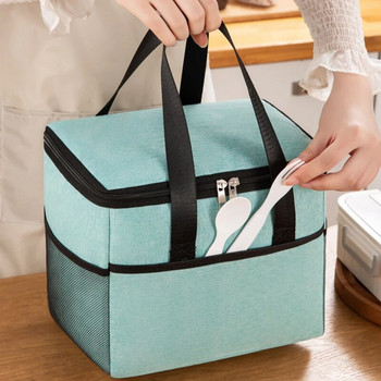 Чанта за обяд Катионна преносима топлоизолационна чанта с голям капацитет Торби за лед Плътен цвят Удебелена водоустойчива кутия за обяд Чанта за пикник