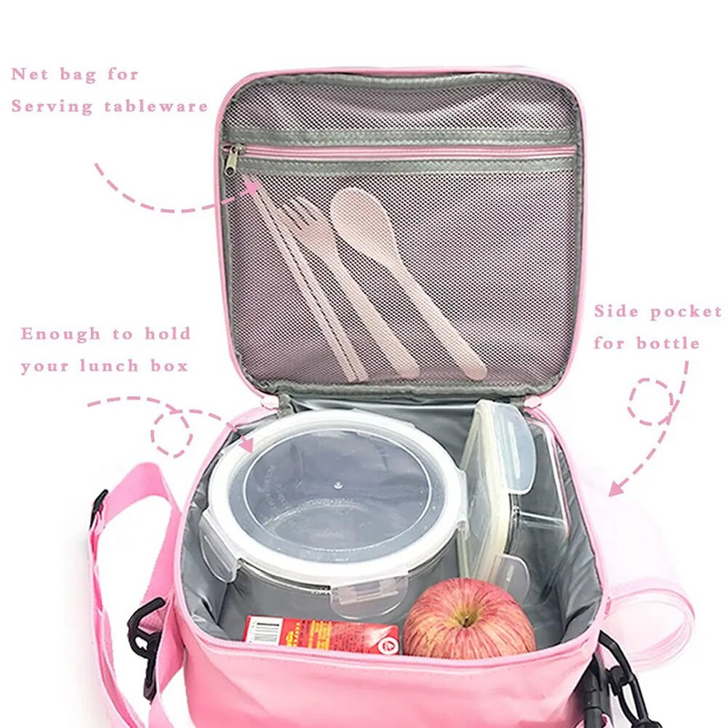 Pusdienu soma Rainbow Loving Heart lāzera pārnēsājams liels Bento maisiņš bērniem Meiteņu termoizolēta dzesētāja plecu piknika kaste