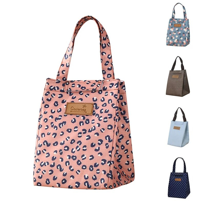 Modes pusdienu maisiņš, izolēts termiski jauki kaķis daudzkrāsains brokastu kastes maisiņi sievietēm portatīvie rokas iepakojumi piknika ceļojumu produkti