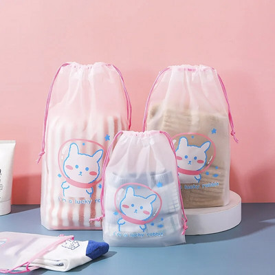 3 τμχ/σετ Χαριτωμένη τσάντα με κορδόνια ταξιδιού Φορητά παπούτσια Ρούχα Εσώρουχα Πετσέτα Αδιάβροχη τσάντα αποθήκευσης Skincare Cosmetic Organizer