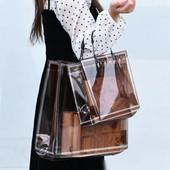 Prozirne debele PVC torbe za višekratnu upotrebu za žene Ležerna prijenosna ručna torba Vodootporna poklon torba Torbe za odjeću Eko torba za kupovinu