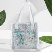 Skaidrus nešiojamas krepšys PVC lazeriu vandeniui atsparus skaidrios rankinės moteriškos didelės pirkėjo peties krepšys vasaros paplūdimio nešiojamas maišelis