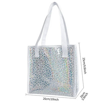 Прозрачна голяма чанта Pvc лазерна водоустойчива прозрачна дамска чанта Голяма дамска чанта през рамо Лятна плажна преносима чанта