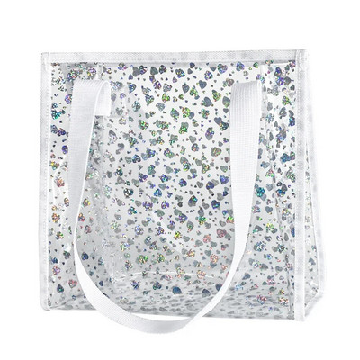 Skaidrus nešiojamas krepšys PVC lazeriu vandeniui atsparus skaidrios rankinės moteriškos didelės pirkėjo peties krepšys vasaros paplūdimio nešiojamas maišelis