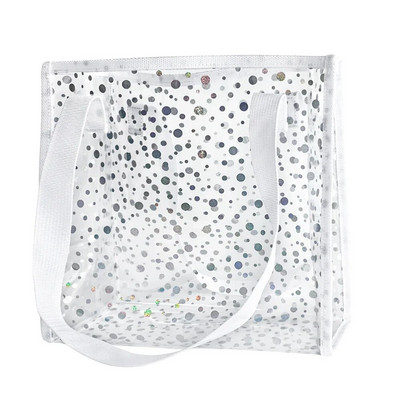 Skaidrus nešiojamas krepšys PVC lazeriu vandeniui atsparus skaidrios rankinės moteriškos didelės pirkėjo peties krepšys vasaros paplūdimio nešiojamas maišelis