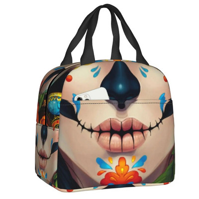 Mehhiko suhkru pealuu surnute päev. Kunstiga isoleeritud lõunakotid naistele taaskasutatavad termilised jahuti toidud lõunasöögikarbid väljas telkimisreisid